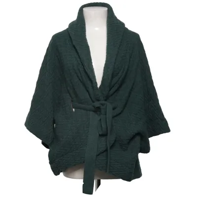 Cardigan (Grøn) fra Lands' End Bomuld, Læder, Nylon, Uld