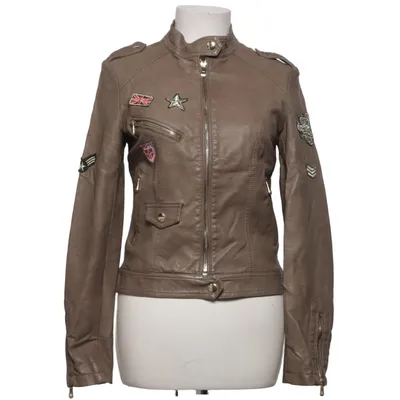 Biker jacket (Beige) from Softy Outerwear Collection Polyester, Polyurethane, Viscose