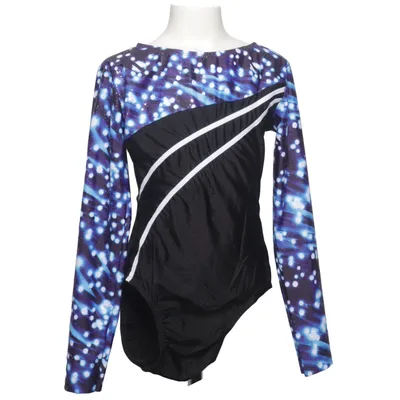 Gymnastics leotard (Black, Blue, White) from Fischer Elastane, Polyamide