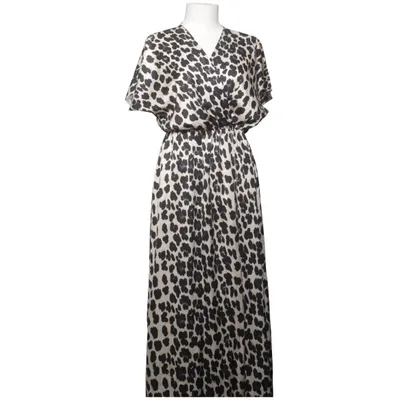 Wrap dress (Beige, Black) from Malabay Polyester