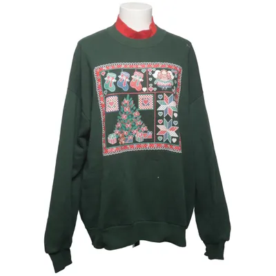 Julesweater (Grøn, Rød, Flerfarvet) fra Jerzees Bomuld, Polyester