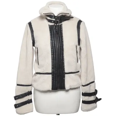 Shearlingjakke (Beige, Sort) fra New Look Polyester, Polyurethan, Viscose