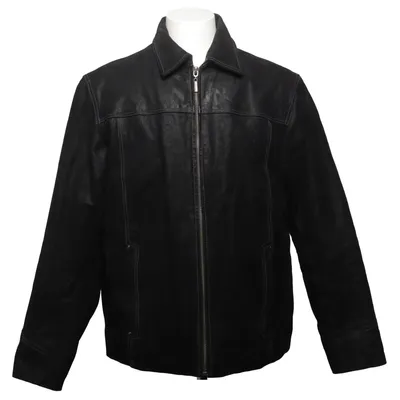 Läderjacka (Svart) från Saki Collection Skinn, Polyester, Viskos, Ull