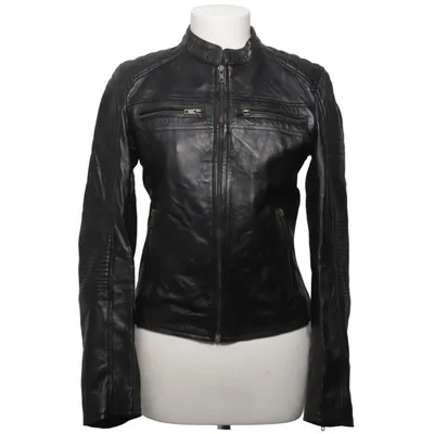 Leren jack (Zwart) van The Leather Collection Leer, Polyester