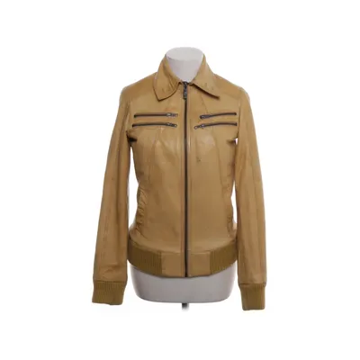 Leren jack (Geel) van Goosecraft Leer, Katoen, Polyester