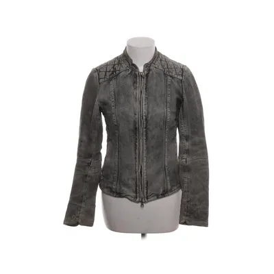 Leren jack (Grijs) van Goosecraft Leer, Katoen, Polyester