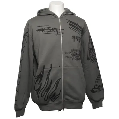 Hoodie (Gray, Black) from Boohoo Man Cotton, Polyester