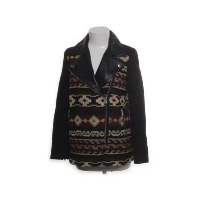 Bikerjack (Zwart, Meerkleurig) van Zara Woman Viscose, Wol