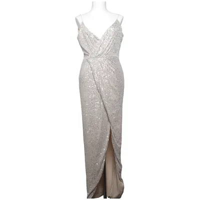 Aftonklänning (Beige, Silverfärgad) från Bubbleroom Occasion Elastan, Polyester