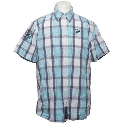Short sleeve shirt (Blue, White, Gray) from New Zealand Auckland Cotton