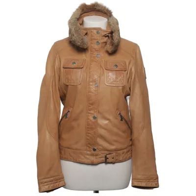 Leather jacket (Beige) from Mauritius Leather, Polyester, Rabbit fur