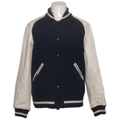 Veste universitaire (Bleu, Beige) de JCPenney Coton, Cuir, Polyester, Viscose, Laine