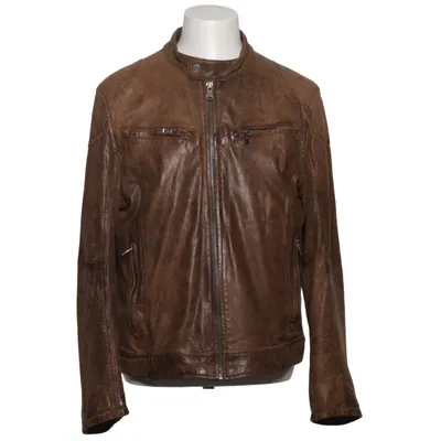 Leather jacket (Brown) from Mauritius Cotton, Leather, Polyester