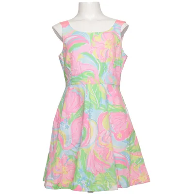 Kleid (Pink, Grün, Blau) von Lilly Pulitzer Baumwolle, Polyester