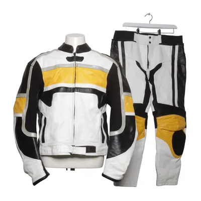 Motorcykelställ (Svart, Vit, Gul) från Gino Leathers