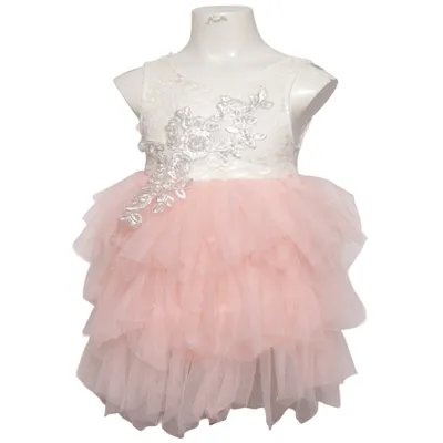 Flower girl dress (White, Pink) from NNJ Cotton, Polyester