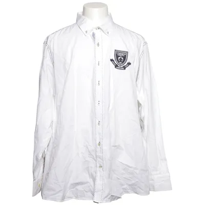 Buttondown-skjorta (Vit, Blå) från Campione Bomull, Polyester