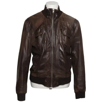 Leather jacket (Brown) from RVLT Revolution Cotton, Leather, Polyester