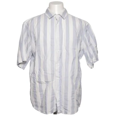 Short sleeve shirt (Blue, White) from Pull & Bear Cotton, Linen
