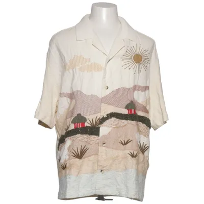 Chemise à manches courtes (Blanc, Multicolore) de Zara Coton, Lin