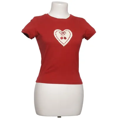 T-shirt (Rood, Wit) van Motel Katoen, Elastaan