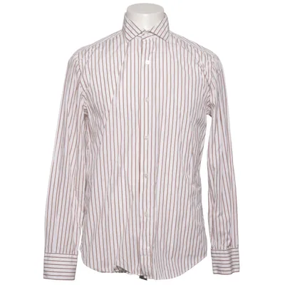 Shirt (White, Brown) from Eleventy Cotton