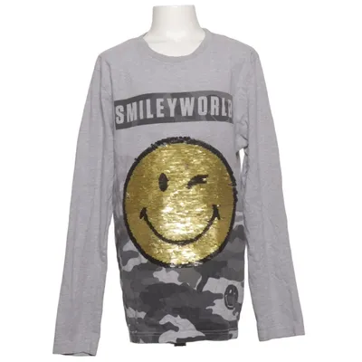 Langarmshirt (Grau, Gelb, Schwarz) von Smiley World Baumwolle, Polyester