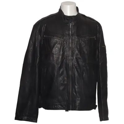 Leren jack (Zwart) van JCC Collection Katoen, Leer, Polyester