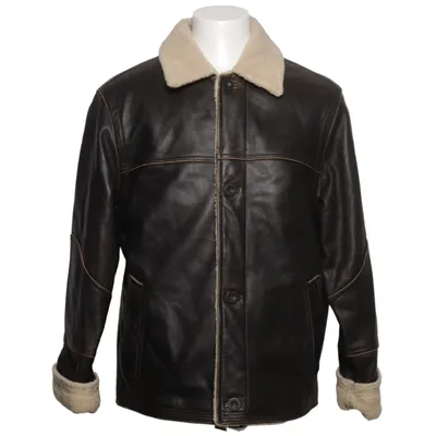 Shearling jas (Bruin, Beige) van David Moore Acryl, Leer, Polyester