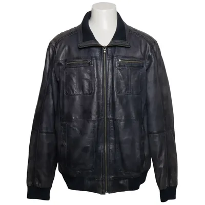 Leather jacket (Blue) from Nils Sundström Cotton, Leather, Polyester
