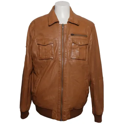 Leren jack (Beige) van JCC Collection Katoen, Leer, Polyester