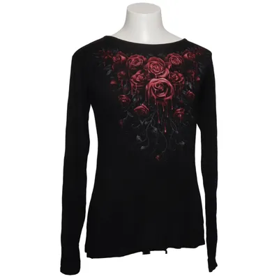 Långärmad t-shirt (Svart, Röd) från Spiraldirect Elastan, Viskos