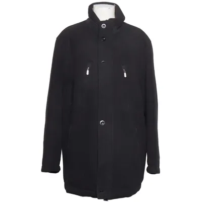 Coat (Black) from Jupiter Polyester, Wool