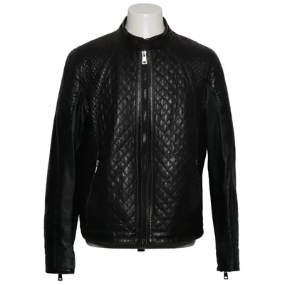 Leather jacket (Black) from Serge Pariente Leather, Polyester
