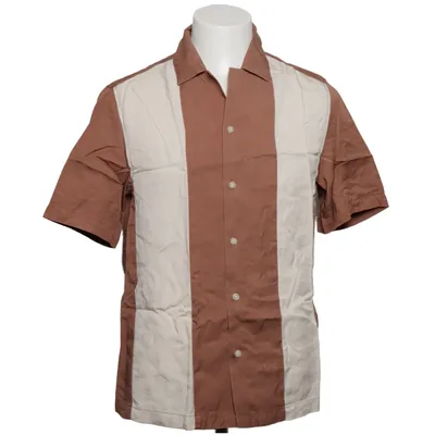 Short sleeve shirt (Brown, White) from H&M Lyocell