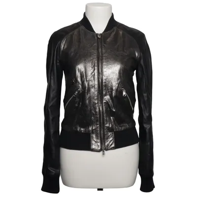 Bomberjakke (Sort, Sølv) fra Pierre Balmain Bomuld, Læder, Viscose