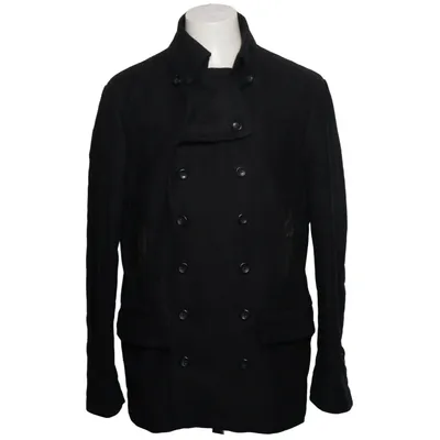 Pea coat (Black) from Hannes Roether Cotton, Leather, Polyester