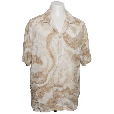 Short sleeve shirt (Beige, White) from H&M Lyocell