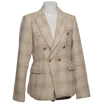 Blazer (Beige, White) from Attentif Polyester
