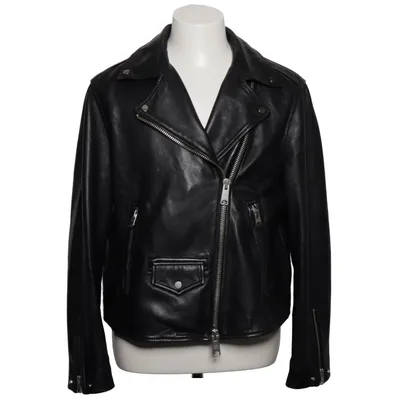 Læderjakke (Sort) fra Allsaints Læder, Genanvendt polyester