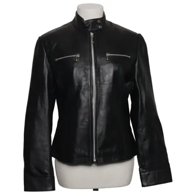 Leren jack (Zwart) van Soon Leer, Polyester