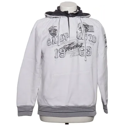 Hættetrøje (Hvid, Blå) fra Camp David Bomuld, Polyester