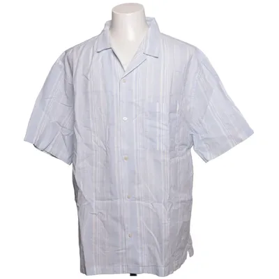 Short sleeve shirt (Blue, White) from H&M Cotton, Linen