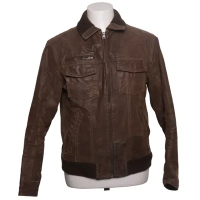 Leather jacket (Brown) from Grey Connection Acrylic, Cotton, Leather, Polyester