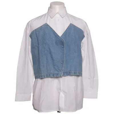 Blouse (White, Blue) from Fame Cotton, Polyester