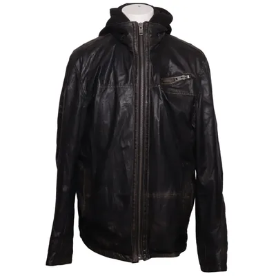 Veste en cuir ( Echt Leder Jacke❗ Kapuze geht ab ❗Alltag ❗ Biker❗ Rock Patin getragen worden ❗) de Zeda Cuir, Polyester