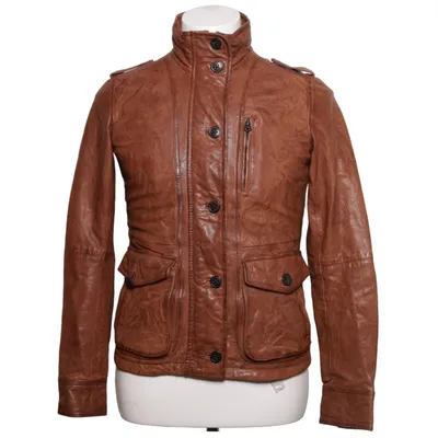 Läderjacka (Brun) från Campus Bomull, Skinn, Polyester