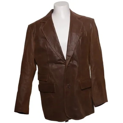 Läderkavaj (Brun) från Barisal Bomull, Skinn, Polyester