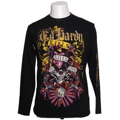 T-shirt (Sort, Flerfarvet) fra Ed Hardy by Christian Audigier Elastan, Viscose