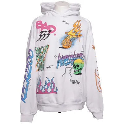 Huvtröja (Vit, Flerfärgad) från FSBN Bomull, Polyester